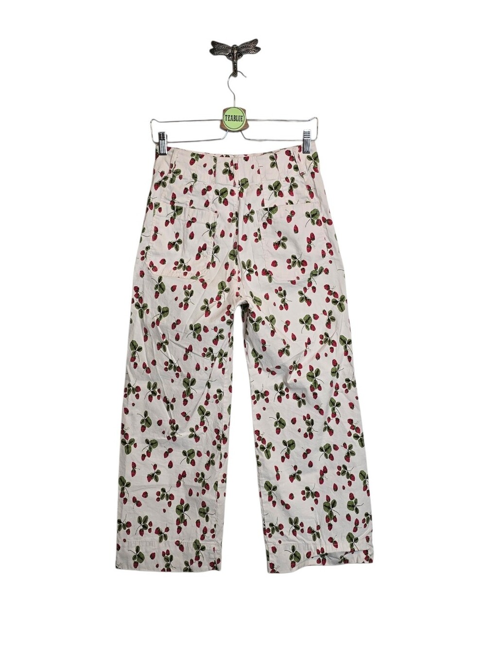 Maeve Colette Linen Pants Crop Wide Leg Strawberries 28 - Picture 3 of 14